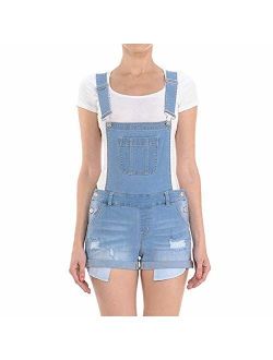 Wax Women's Juniors Cute Denim Overall Shorts