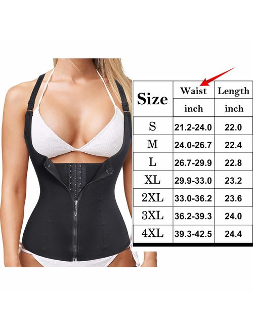 Ursexyly Women Waist Trainer Shapewear Waist Cincher Vest with Hook Zipper Adjustable Strap Hourglass Figure Body Shaper