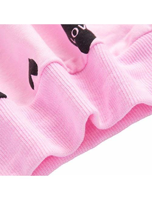 DDSOL Little Girls Clothing Set Outfit Heart Print Sweatshirt Top+Long Pantskirts 2pcs 