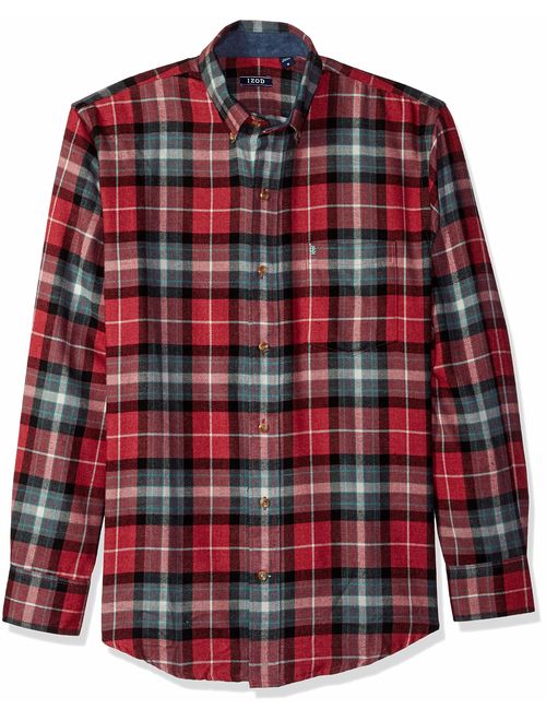 Izod Men's Big and Tall Stratton Long Sleeve Button Down Plaid Flannel Shirt