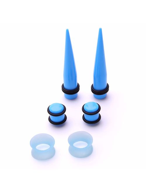 50 Pieces Ear Stretching Kit 14G-00G by JieyueJewelry - Acrylic Tapers and Plugs + Silicone Tunnels - Ear Gauges Expander Set Body Piercing Jewelry
