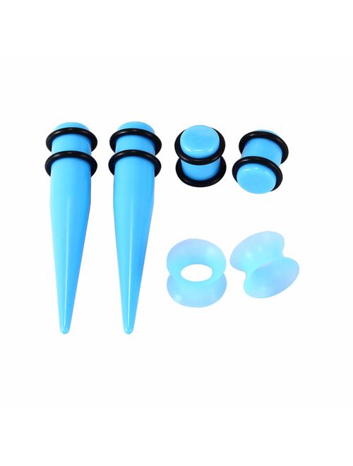 50 Pieces Ear Stretching Kit 14G-00G by JieyueJewelry - Acrylic Tapers and Plugs + Silicone Tunnels - Ear Gauges Expander Set Body Piercing Jewelry