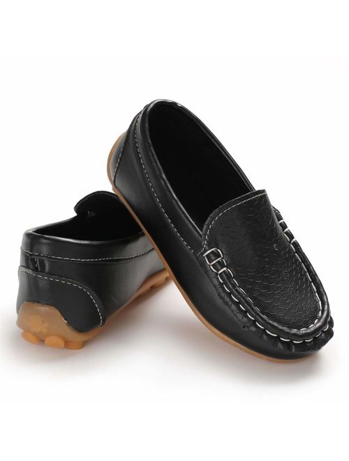 LONSOEN Toddler Little Kid Boys Girls Soft Slip On Loafers Dress Flat Shoes