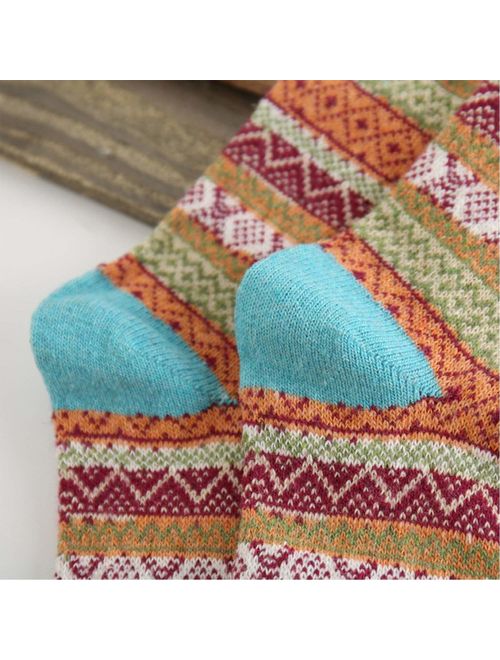 Pack of 5 Womens Wool Socks Cold Weather Vintage Soft Warm Socks Thick Knit Cozy Winter Socks for Women