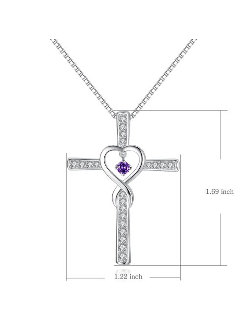 Milamiya Infinity Love God Cross CZ Pendant Necklace with Birthstone, Birthday Gifts, Jewelry for Women, Girls