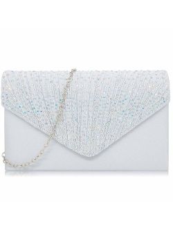 Evening Bag for Women, Glitter Rhinestone Wedding Evening Purse Crystal Envelope Crossbody Shoulder Clutch Bags