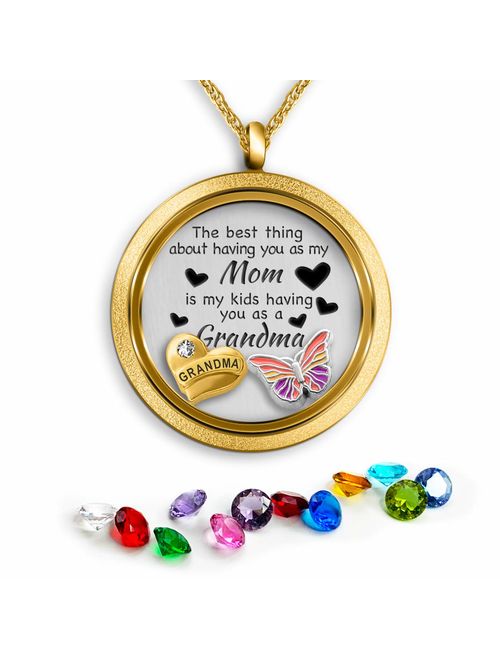 A TOUCH OF DAZZLE Generations Necklace For Grandma Gifts for Mom Necklace Mother Daughter Necklace Floating Charm Locket Pendant Necklace for Grandma