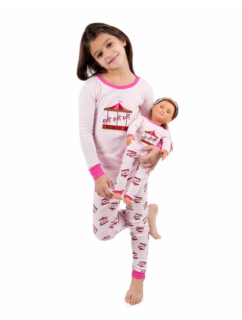 Leveret Kids & Toddler Pajamas Matching Doll & Girls Pajamas 100% Cotton 2 Piece Pjs Set (Size 2 Toddler-14 Years)