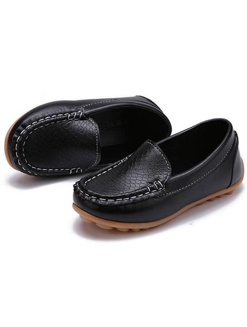 RVROVIC Kids Girls Boys Slip-on Loafers Oxford PU Leather Flats Shoes(Toddler/Little Kid)
