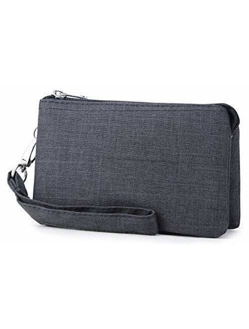 Crest Design Water Repellent Cell Phone Purse Wristlet Clutch Wallets For Women With Wrist Strap