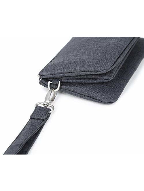 Crest Design Water Repellent Cell Phone Purse Wristlet Clutch Wallets For Women With Wrist Strap