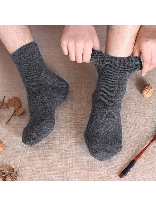 5 Pack Womens Wool Socks Winter Warm Vintage Thick Knit Wool Cozy Crew Socks Gifts