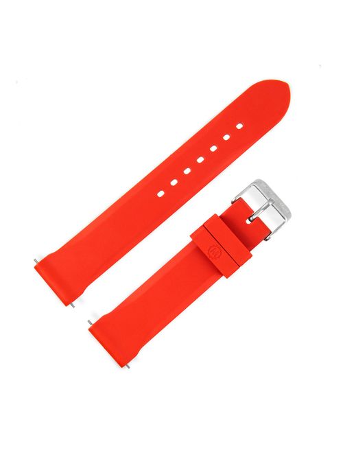 Marathon Watch Rubber Watch Strap with Non-Magnetic 316L Buckle and 2 Swiss Made Stainless Steel Shoulder-Less Spring Bars Included - 20mm - Made in Italy - Available in 