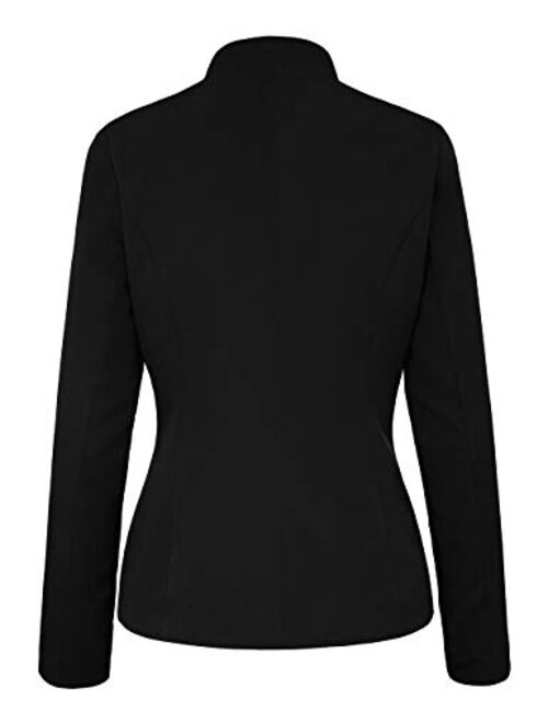 luvamia Women's Open Front Long Sleeves Work Blazer Casual Buttons Jacket Suit