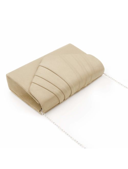 Milisente Women Evening Bag Velvet Pleated Clutch Purse Envelope Clutches