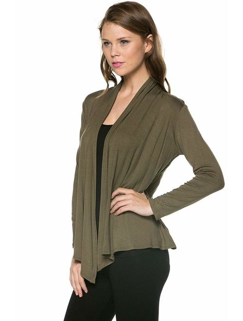 Womens Lightweight Long Sleeve Cardigan with Open Front (S-3X) - Made in USA