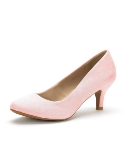 Luvly Women's Bridal Wedding Party Low Heel Pump Shoes
