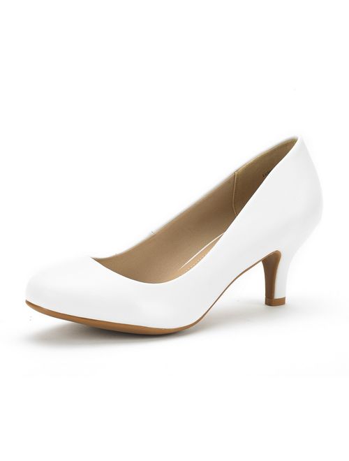 DREAM PAIRS Luvly Women's Bridal Wedding Party Low Heel Pump Shoes