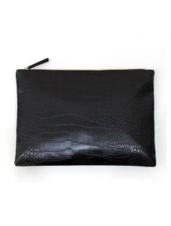 NIGEDU Women Clutches Crocodile Grain PU Leather Envelope large Clutch Bag