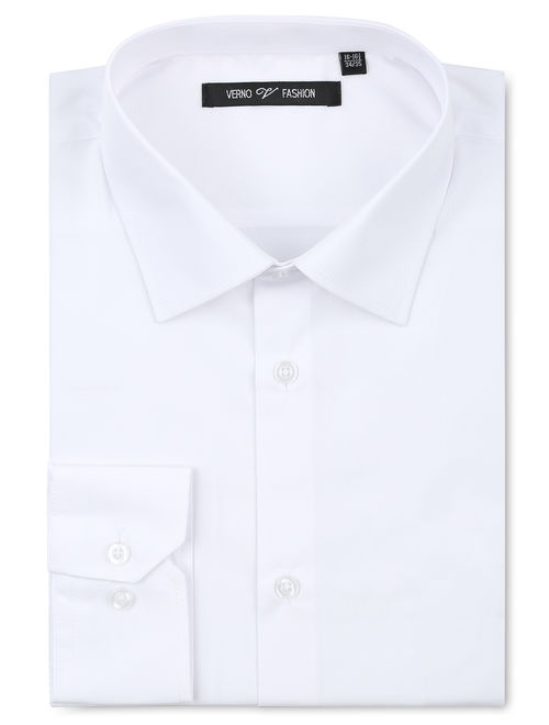 Verno Men's Regular Fit Long Sleeve Solid Dress Shirt