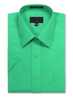 JD APPAREL Men's Regular Fit Short-Sleeve Dress Shirts in Aqua 17-17.5 N