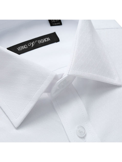 Men's Dress Shirt Slim Fit Long Sleeve Grid Dress Shirts