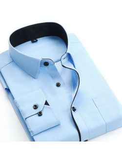 Luxury Men's Stylish Casual Dress Shirt Slim Fit T-Shirts Formal Long Sleeve