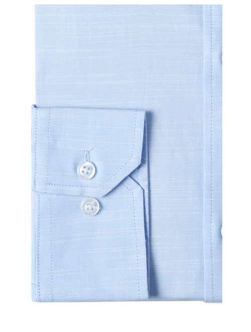 Verno Men's Cotton Classic Fit Solid Long-Sleeve Light Blue Dress Shirt