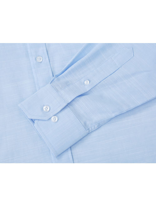 Verno Men's Cotton Classic Fit Solid Long-Sleeve Light Blue Dress Shirt