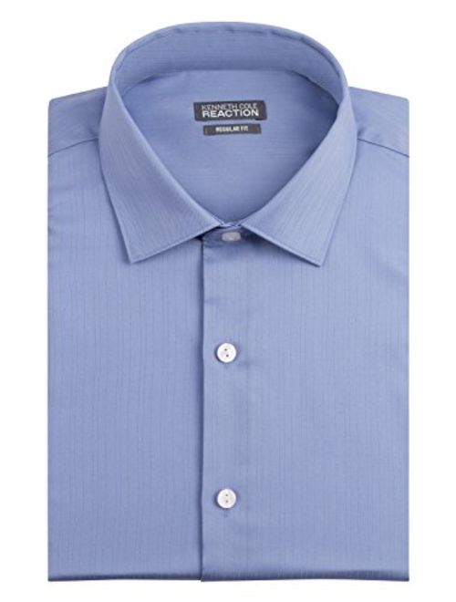 Kenneth Cole Men's Regular Fit Textured Solid Spread Collar Dress Shirt