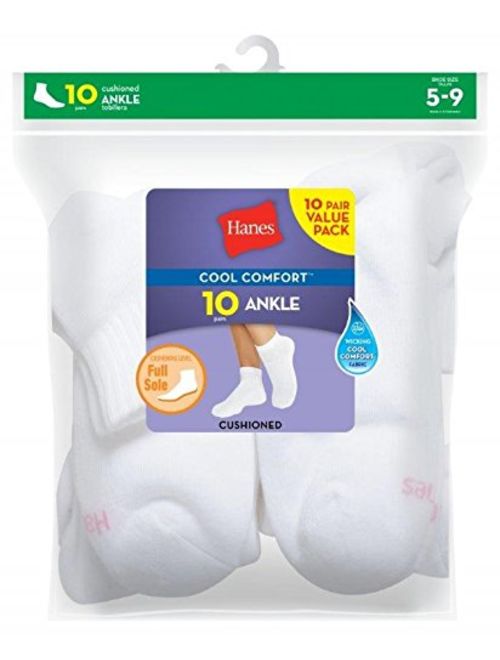 Hanes Women's Cushioned Athletic Ankle Socks