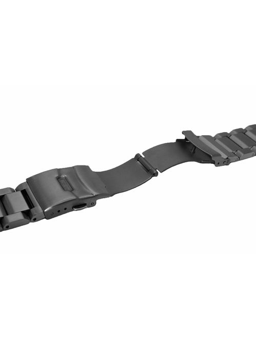 Brush Matte Finish Metal Watch Band Stainless Steel Bracelet Straps 18mm/20mm/22mm/24mm Double Buckle Black or Silver