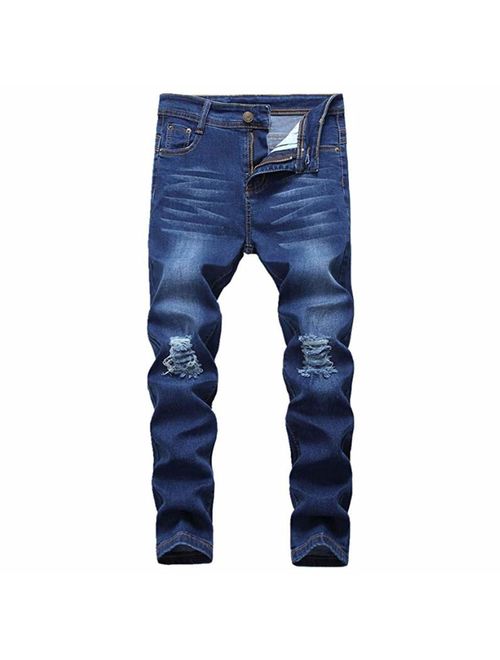 IA ROD CA Boy's Black Stretch Destroyed Ripped Distressed Fashion Skinny Slim Fit Jeans 