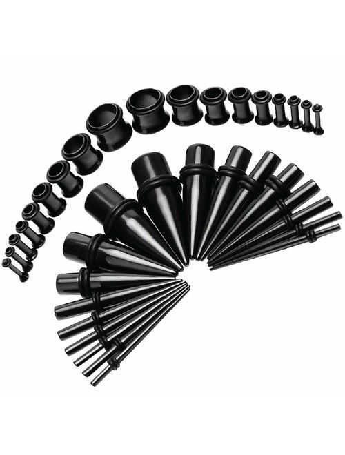 BodyJ4You 36PC Gauges Kit Ear Stretching 14G-00G Surgical Steel Tunnel Plugs Tapers Piecing Set
