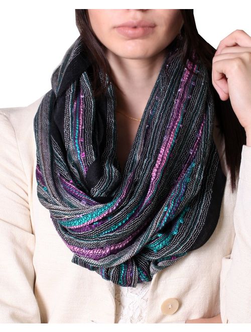 (17 COLORS) Women's Shimmer Sparkle Infinity Scarf, Festival Bliss Lightweight Fashion Shawl