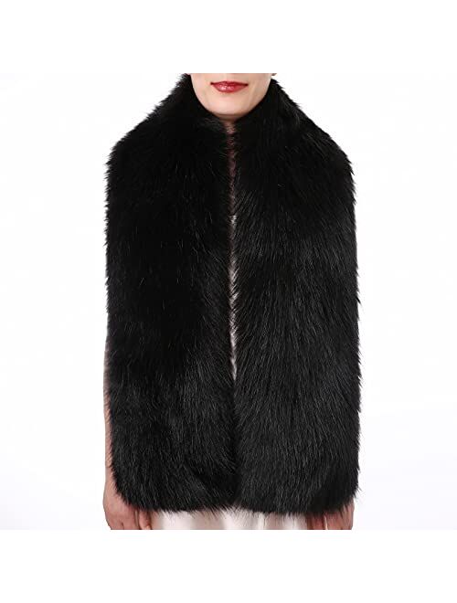 Womens Mens Winter Faux Fur Scarf Long Wrap Collar Shawl Shrug
