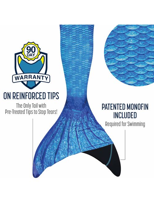 Fin Fun Reinforced Mermaid Tails for Swimming and Monofin - Kids, Girls & Adults