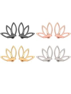 Mtlee 4 Pairs Lotus Stud Earrings Lotus Flower Earring Studs Piercing Ear Jacket Stud for Women and Girls, 4 Colors