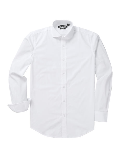 Buy Men's White Dress Shirts Regular Fit Easy Care Poplin Cotton Shirt ...