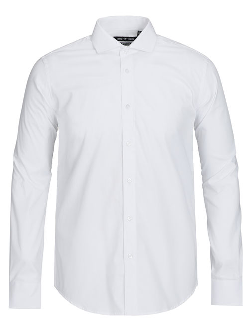 Buy Men's White Dress Shirts Regular Fit Easy Care Poplin Cotton Shirt ...