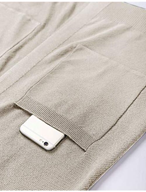 MEROKEETY Women's Long Sleeve Open Front Hoodie Knit Sweater Cardigan with Pockets