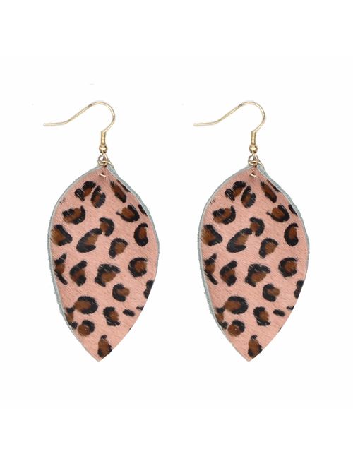 KSQS Leather Teardrop Earrings Set Petal Leaf Drop Earrings Soft and Lightweight Dangle for Women&Girls