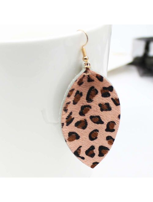 KSQS Leather Teardrop Earrings Set Petal Leaf Drop Earrings Soft and Lightweight Dangle for Women&Girls