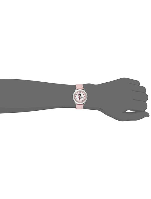 Disney Kids' W000038 Minnie Mouse Time Teacher Stainless Steel Watch with Pink Leather Band