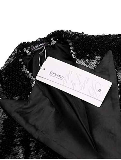 COOFANDY Men's Shiny Sequins Suit Jacket Blazer One Button Tuxedo for Party,Wedding,Banquet,Prom