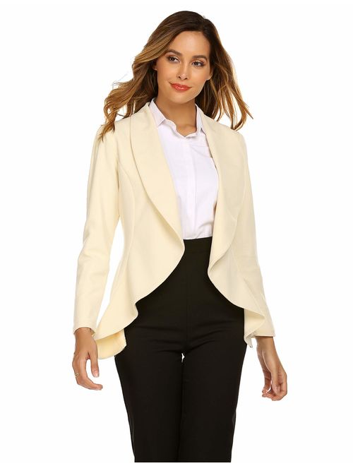 Beyove Classic Draped Open Front Blazer for Women Work Office Blazer Jacket S-XXL