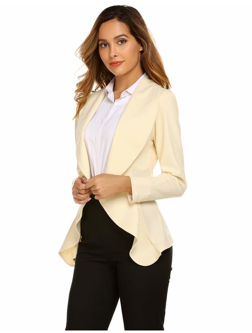 Beyove Classic Draped Open Front Blazer for Women Work Office Blazer Jacket S-XXL