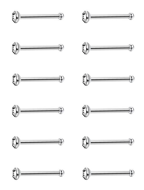 Jstyle 22G 60 Pcs Stainless Steel Nose Studs Rings Piercing Pin Body Jewelry 1.5mm 2mm 2.5mm