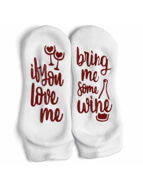 Haute Soiree - If You Love Me Bring Me Some Wine Socks with Non-slip - Christmas Gift for Women