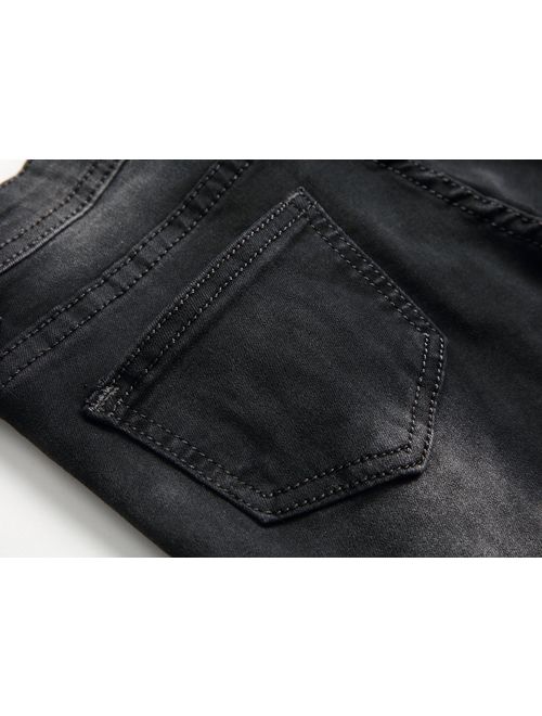 Fredd Marshall Boy's Black Skinny Ripped Jeans Destroyed Distressed Stretch Slim Fit Denim Jeans Pant